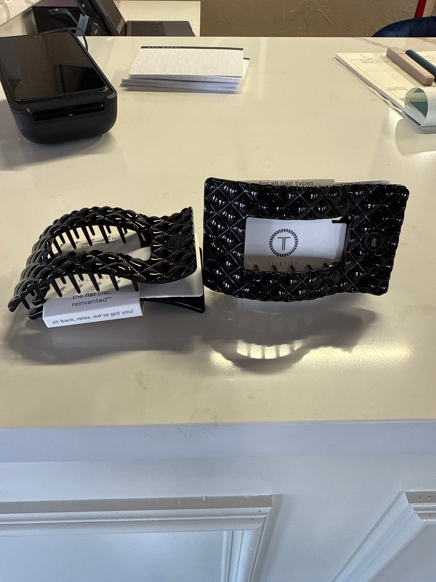 Medium Quilted Flat Rectangle Clip