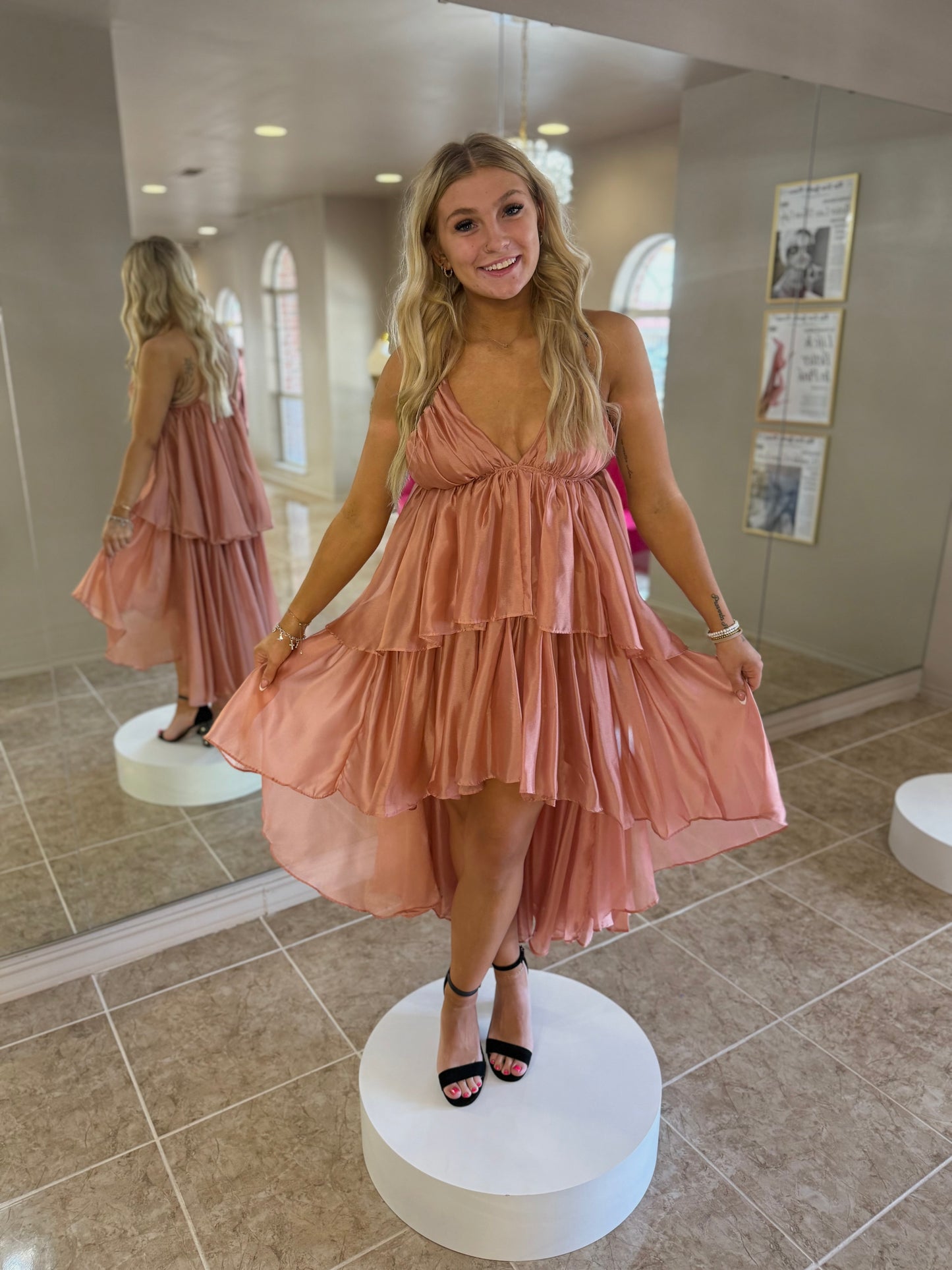 Strap Cross Ruffle Maxi Dress