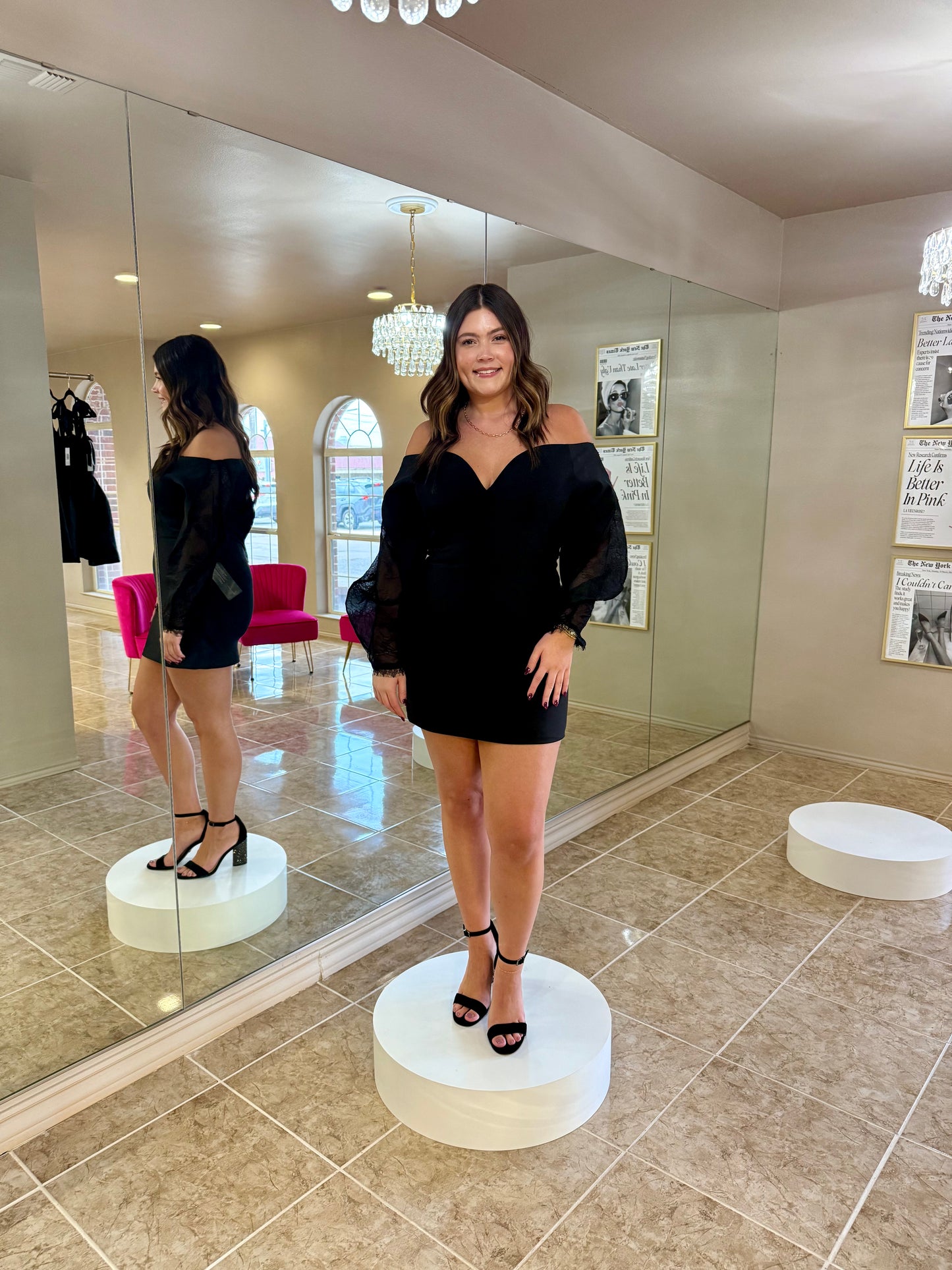 Lace Off Shoulder Mini Dress