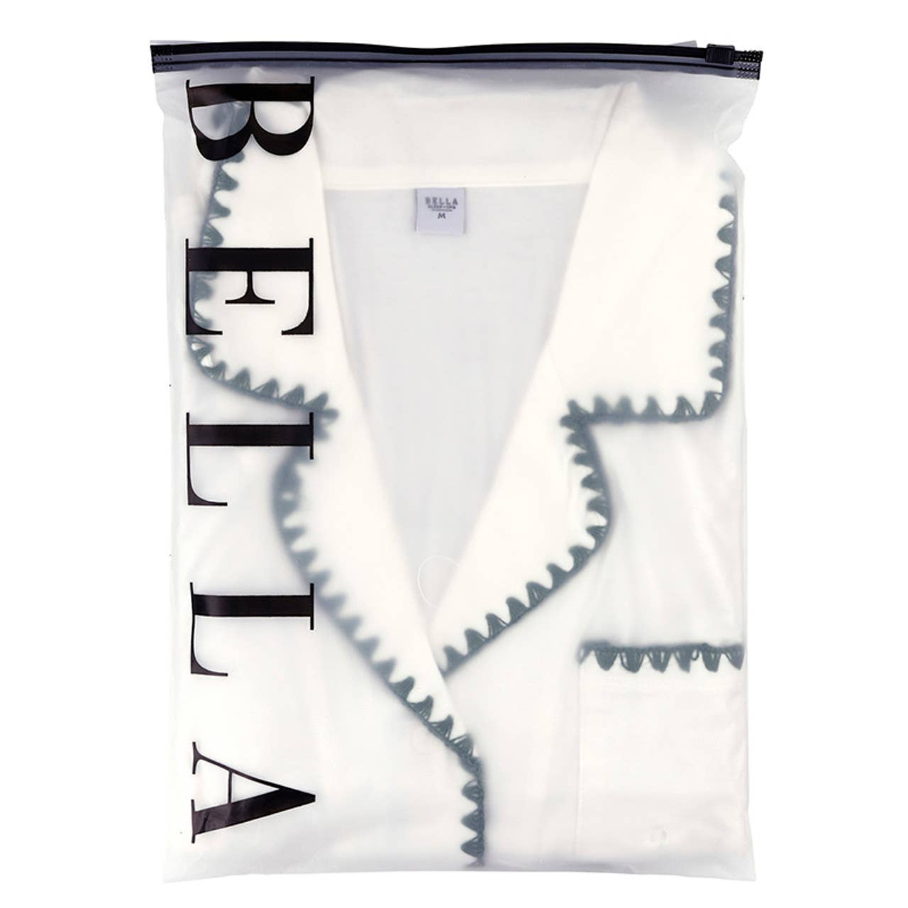 Short Bamboo PJ Set - White + Forest Green Whip Stitch