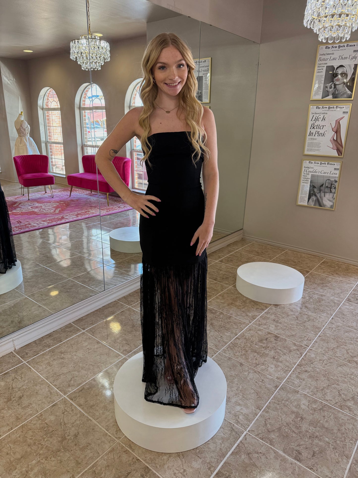 Lucille Strapless Lace Maxi
