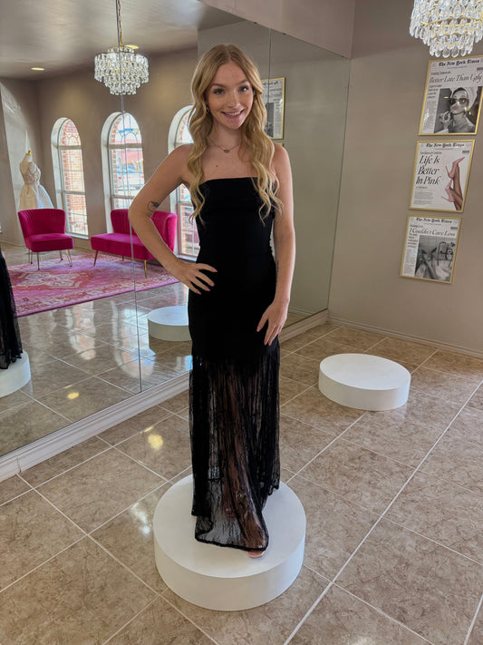 Lucille Strapless Lace Maxi
