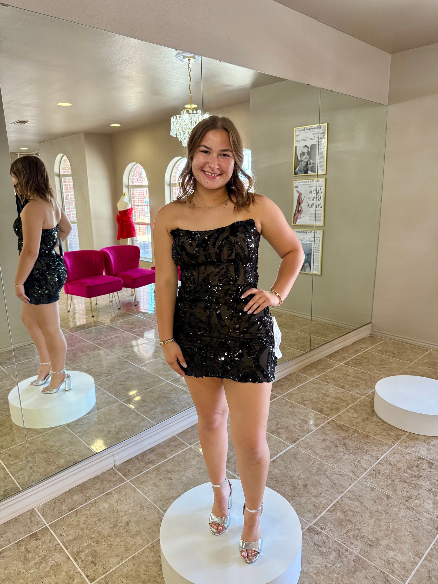 Jen Strapless Sequin Cocktail Dress