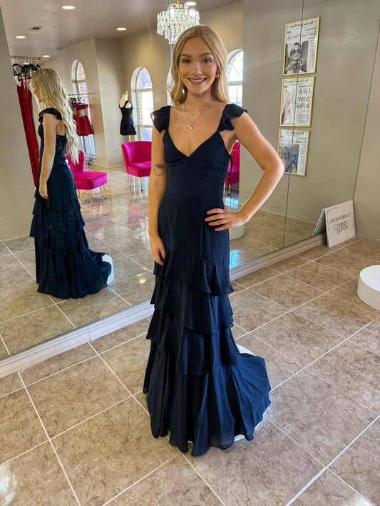 Seren Ruffle Shoulder Tiered Maxi