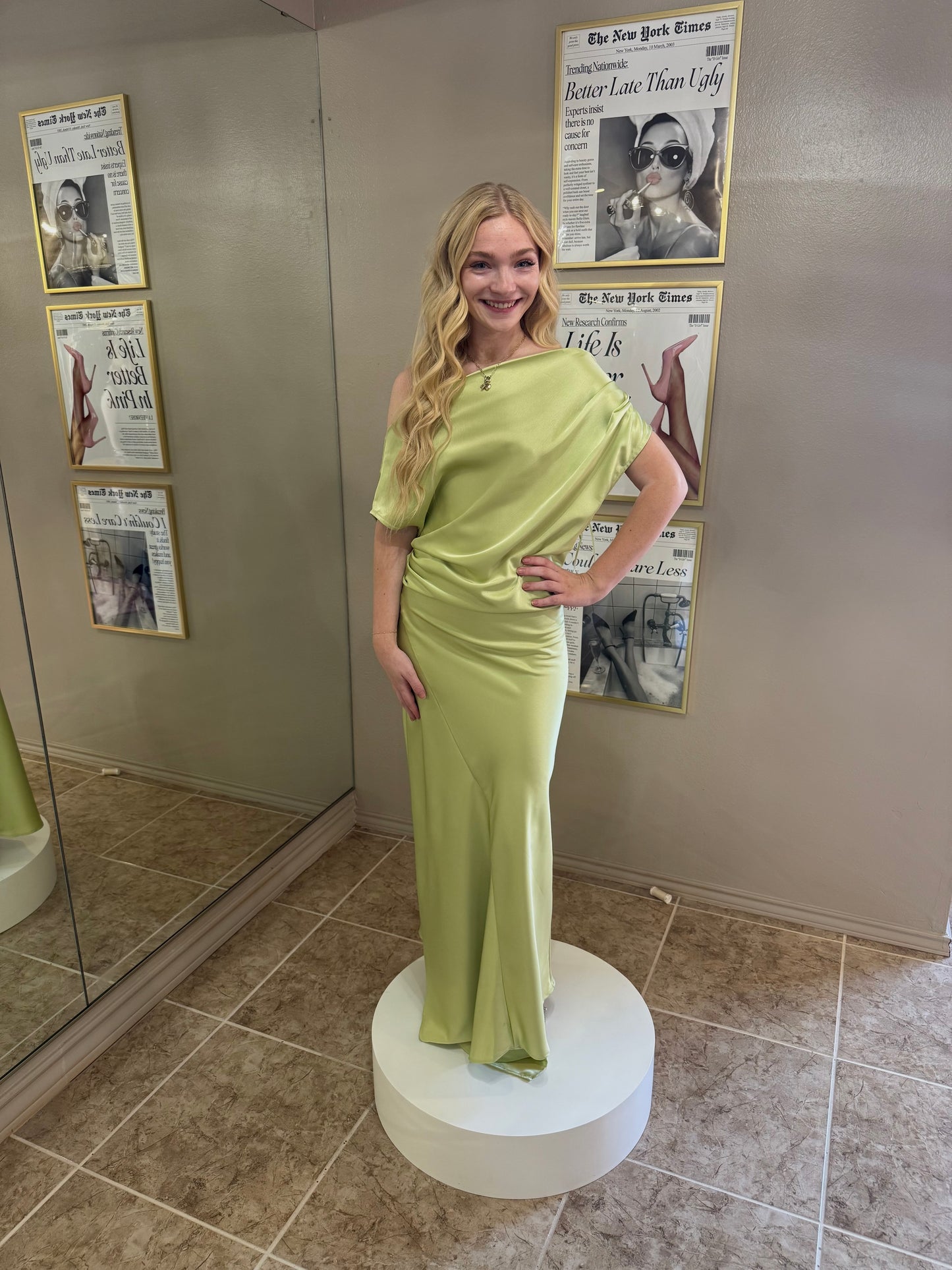 Satin Asymmetrical Draped Dress