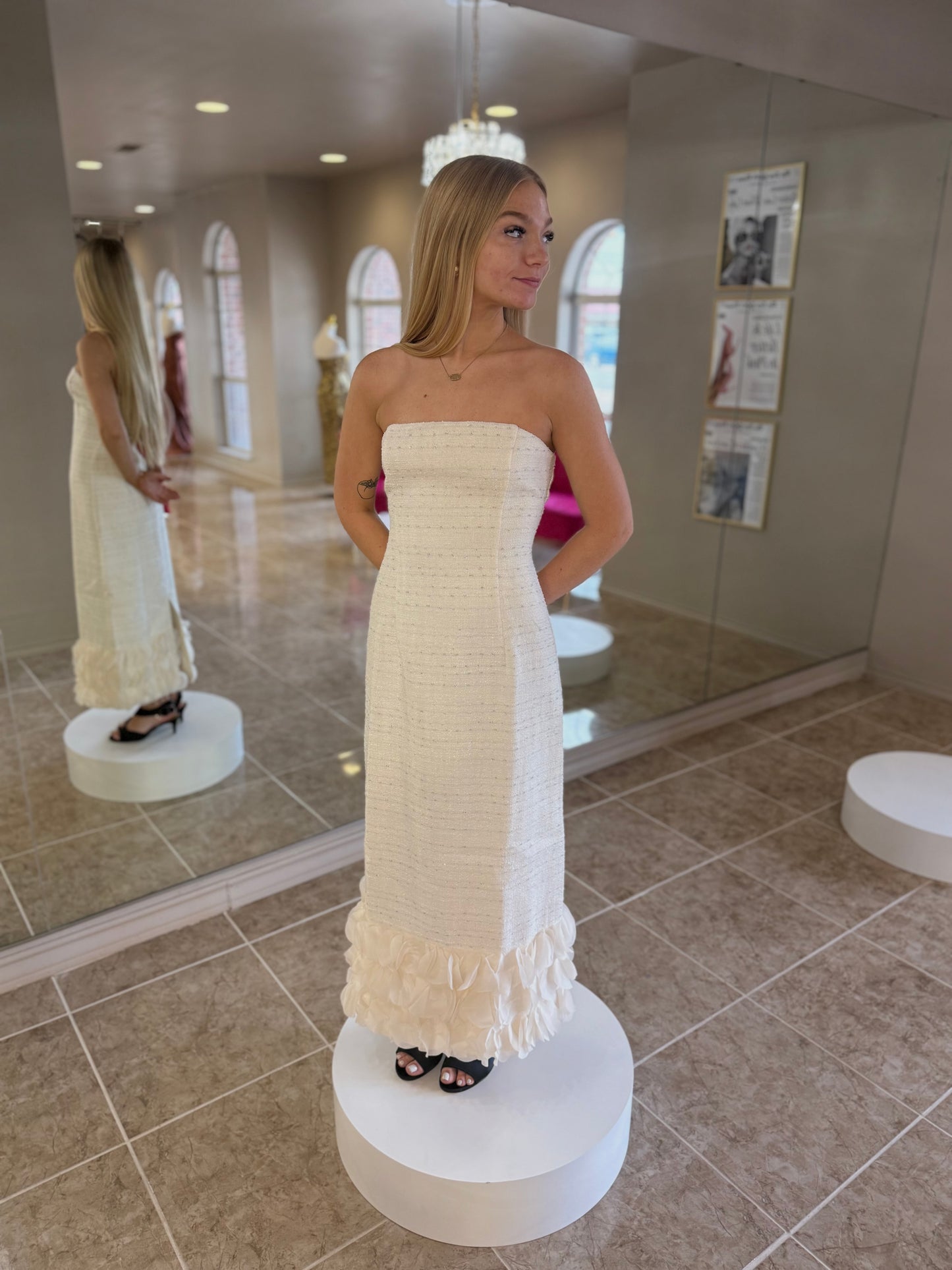 Tweed Strapless Dress