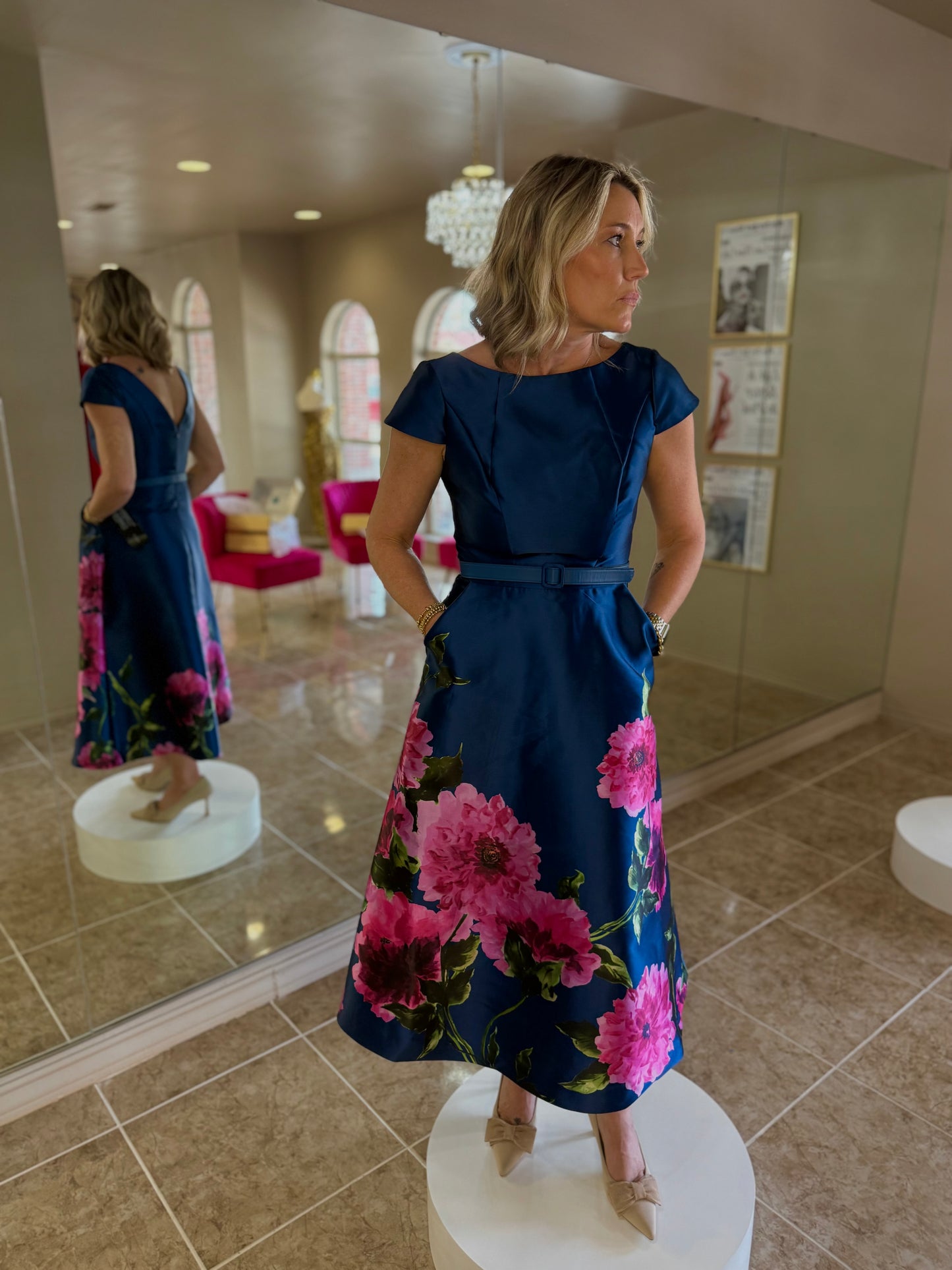 Ina Tea Length Floral Dress