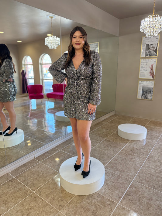 Sequin Long Sleeve Mini Dress