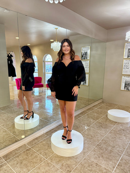 Lace Off Shoulder Mini Dress