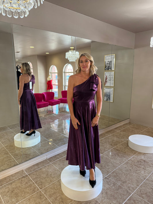 Bow One Shoulder Maxi Dress