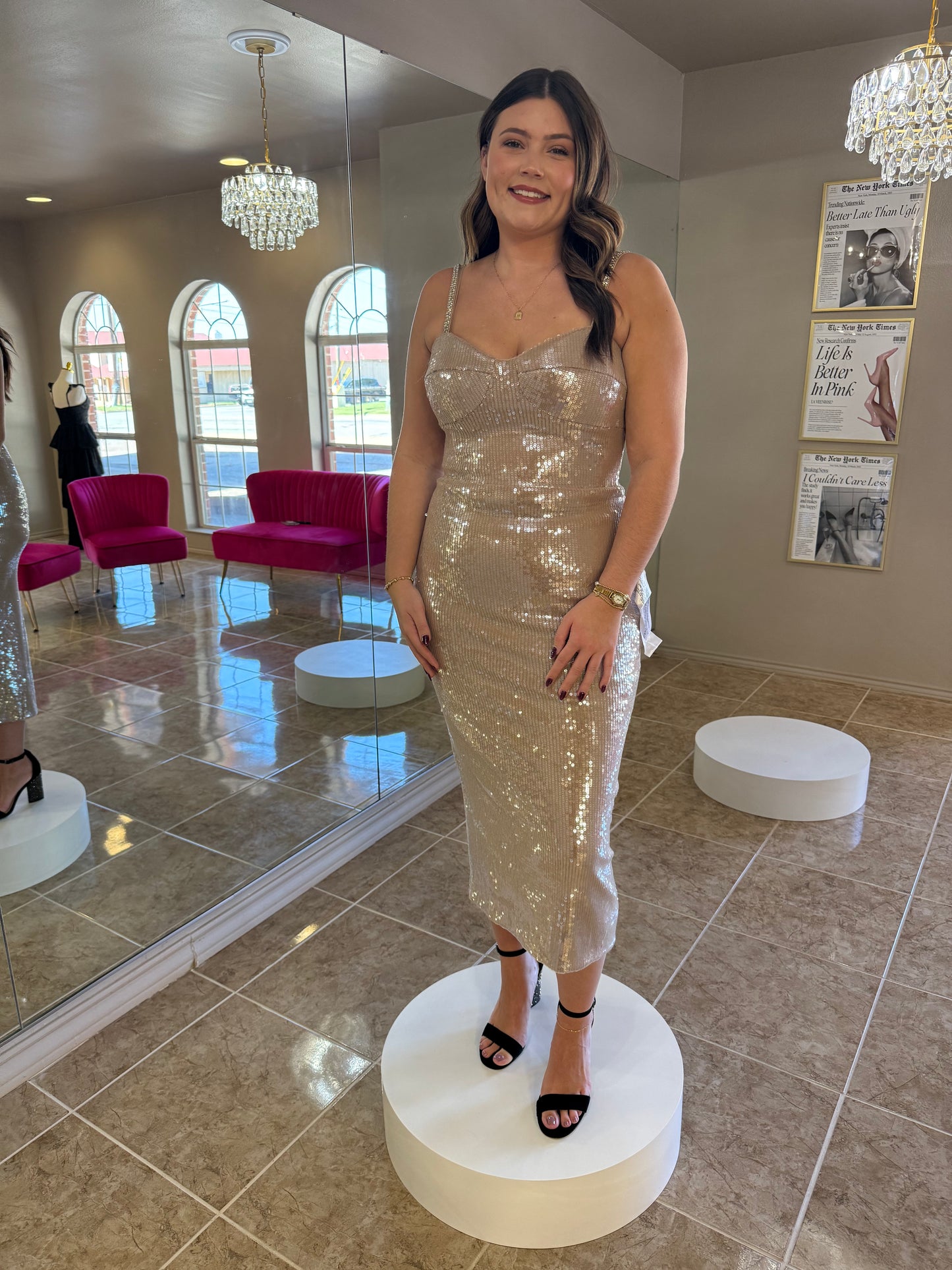 Vada Sequin Midi Dress